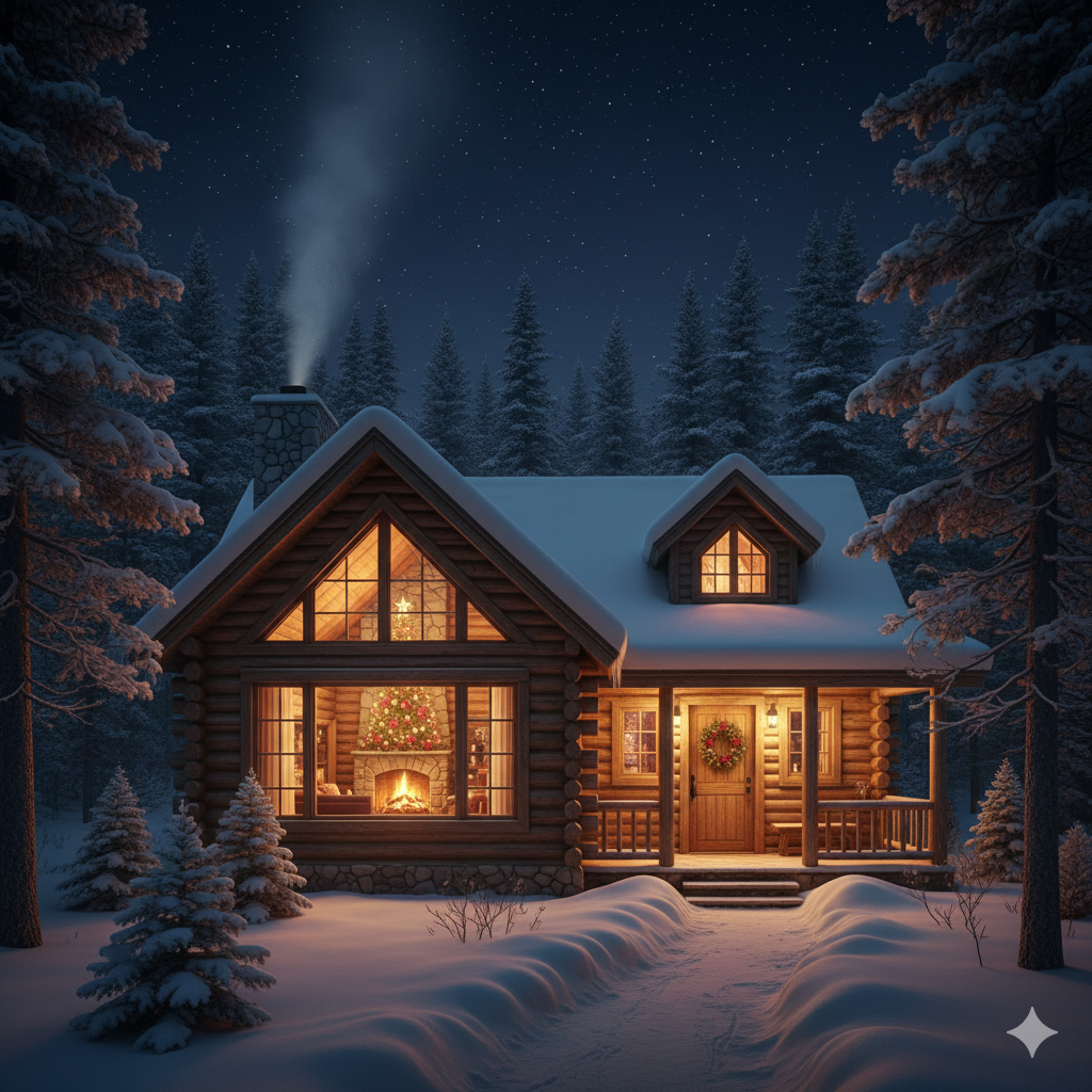 Winter Cabin Artwork
